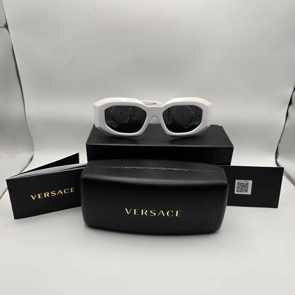 Versace VE4425U 314/87 White Gold Medusa Shield Sunglasses 53mm Italy NWOT